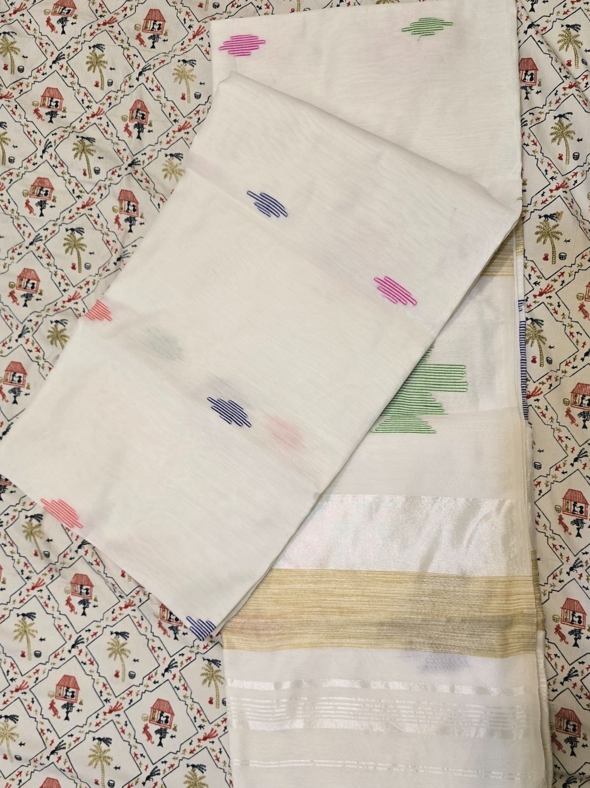 Hand Embroidery Cotton Saree